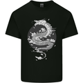 Japanese Fantasy Dragon Sun Background Kids T-Shirt Childrens Black