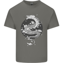 Japanese Fantasy Dragon Sun Background Kids T-Shirt Childrens Charcoal
