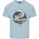 Japanese Fantasy Dragon Sun Background Kids T-Shirt Childrens Light Blue