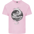 Japanese Fantasy Dragon Sun Background Kids T-Shirt Childrens Light Pink