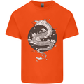Japanese Fantasy Dragon Sun Background Kids T-Shirt Childrens Orange