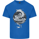Japanese Fantasy Dragon Sun Background Kids T-Shirt Childrens Royal Blue