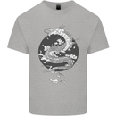 Japanese Fantasy Dragon Sun Background Kids T-Shirt Childrens Sports Grey