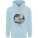 Japanese Fantasy Dragon Sun Background Mens 80% Cotton Hoodie Light Blue