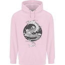 Japanese Fantasy Dragon Sun Background Mens 80% Cotton Hoodie Light Pink