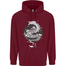 Japanese Fantasy Dragon Sun Background Mens 80% Cotton Hoodie Maroon