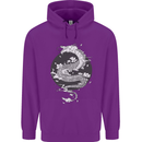 Japanese Fantasy Dragon Sun Background Mens 80% Cotton Hoodie Purple