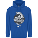 Japanese Fantasy Dragon Sun Background Mens 80% Cotton Hoodie Royal Blue