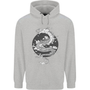 Japanese Fantasy Dragon Sun Background Mens 80% Cotton Hoodie Sports Grey