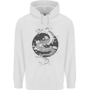 Japanese Fantasy Dragon Sun Background Mens 80% Cotton Hoodie White