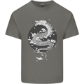 Japanese Fantasy Dragon Sun Background Mens Cotton T-Shirt Tee Top Charcoal