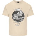 Japanese Fantasy Dragon Sun Background Mens Cotton T-Shirt Tee Top Natural