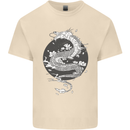 Japanese Fantasy Dragon Sun Background Mens Cotton T-Shirt Tee Top Natural