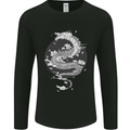 Japanese Fantasy Dragon Sun Background Mens Long Sleeve T-Shirt Black
