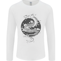 Japanese Fantasy Dragon Sun Background Mens Long Sleeve T-Shirt White