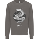 Japanese Fantasy Dragon Sun Background Mens Sweatshirt Jumper Charcoal
