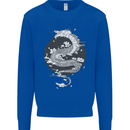 Japanese Fantasy Dragon Sun Background Mens Sweatshirt Jumper Royal Blue