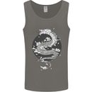 Japanese Fantasy Dragon Sun Background Mens Vest Tank Top Charcoal