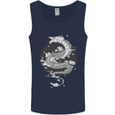 Japanese Fantasy Dragon Sun Background Mens Vest Tank Top Navy Blue
