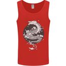 Japanese Fantasy Dragon Sun Background Mens Vest Tank Top Red