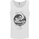 Japanese Fantasy Dragon Sun Background Mens Vest Tank Top White