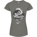 Japanese Fantasy Dragon Sun Background Womens Petite Cut T-Shirt Charcoal
