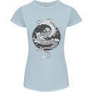 Japanese Fantasy Dragon Sun Background Womens Petite Cut T-Shirt Light Blue