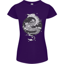 Japanese Fantasy Dragon Sun Background Womens Petite Cut T-Shirt Purple