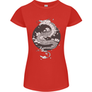Japanese Fantasy Dragon Sun Background Womens Petite Cut T-Shirt Red