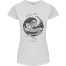 Japanese Fantasy Dragon Sun Background Womens Petite Cut T-Shirt White