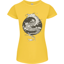 Japanese Fantasy Dragon Sun Background Womens Petite Cut T-Shirt Yellow