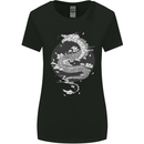 Japanese Fantasy Dragon Sun Background Womens Wider Cut T-Shirt Black