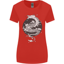 Japanese Fantasy Dragon Sun Background Womens Wider Cut T-Shirt Red