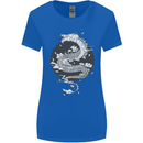 Japanese Fantasy Dragon Sun Background Womens Wider Cut T-Shirt Royal Blue