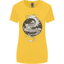 Japanese Fantasy Dragon Sun Background Womens Wider Cut T-Shirt Yellow