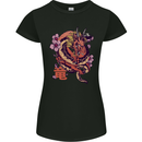 Japanese Fantasy Dragon Womens Petite Cut T-Shirt Black