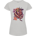 Japanese Fantasy Dragon Womens Petite Cut T-Shirt Sports Grey
