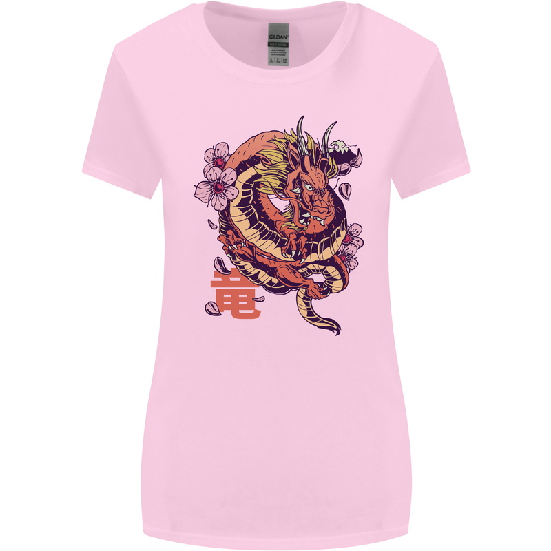 Japanese Fantasy Dragon Womens Wider Cut T-Shirt Light Pink