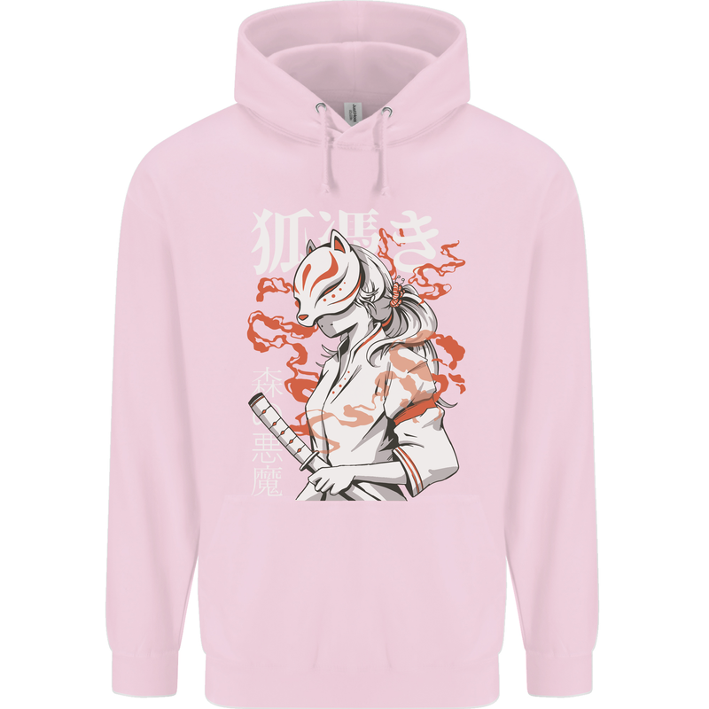Japanese Kitsune Paranormal Fox Childrens Kids Hoodie Light Pink