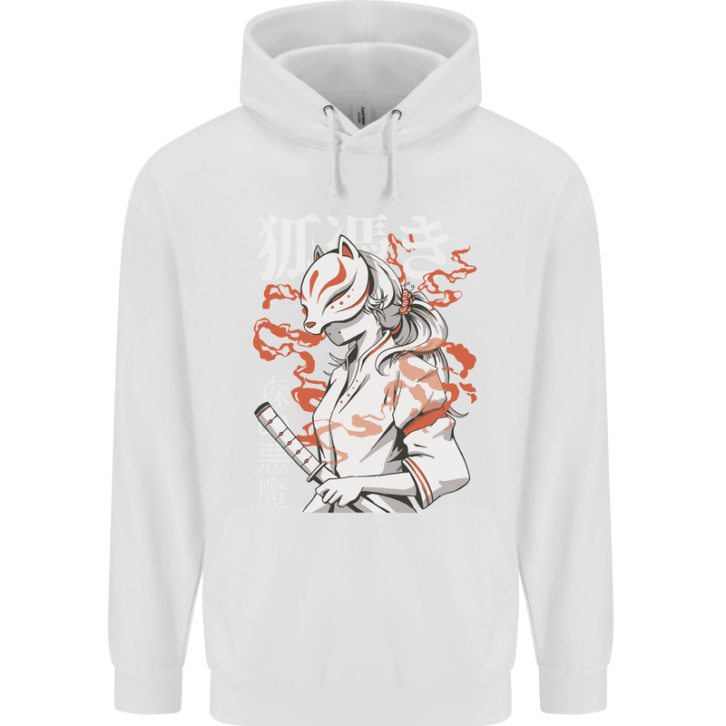 Japanese Kitsune Paranormal Fox Childrens Kids Hoodie White