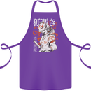 Japanese Kitsune Paranormal Fox Cotton Apron 100% Organic Purple