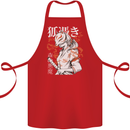 Japanese Kitsune Paranormal Fox Cotton Apron 100% Organic Red
