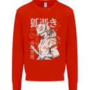 Japanese Kitsune Paranormal Fox Kids Sweatshirt Jumper Bright Red