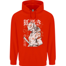 Japanese Kitsune Paranormal Fox Mens 80% Cotton Hoodie Bright Red