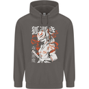 Japanese Kitsune Paranormal Fox Mens 80% Cotton Hoodie Charcoal