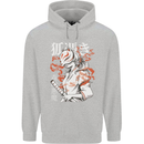 Japanese Kitsune Paranormal Fox Mens 80% Cotton Hoodie Sports Grey