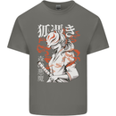 Japanese Kitsune Paranormal Fox Mens Cotton T-Shirt Tee Top Charcoal
