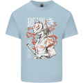 Japanese Kitsune Paranormal Fox Mens Cotton T-Shirt Tee Top Light Blue