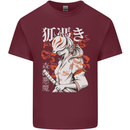 Japanese Kitsune Paranormal Fox Mens Cotton T-Shirt Tee Top Maroon