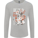 Japanese Kitsune Paranormal Fox Mens Long Sleeve T-Shirt Sports Grey